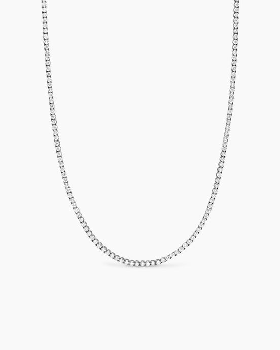 Tennis Necklace in 18ct White Gold with Diamonds, 3mm