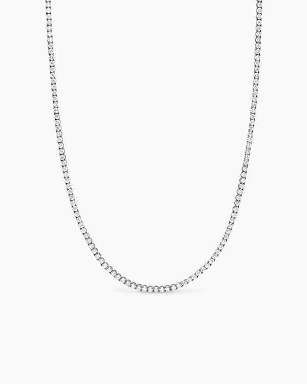 Tennis Necklace in 18K White Gold, 3mm