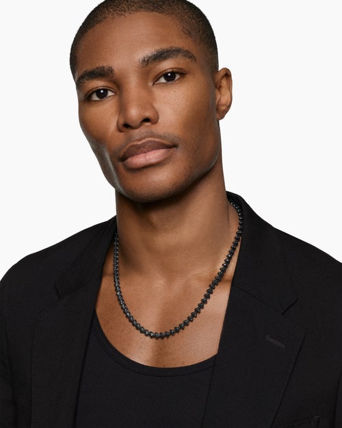 Mens Armory® Necklace in Black Titanium with Black Diamonds, 7.5mm