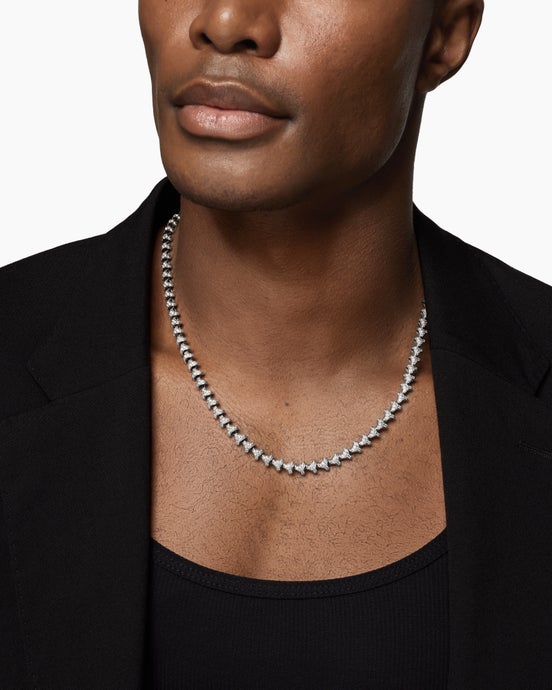 Armory® Necklace in Sterling Silver with Diamonds, 7.5mm