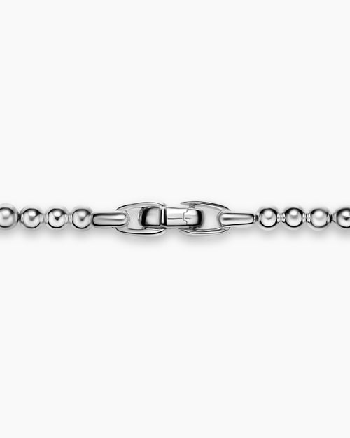 Mens Spiritual Beads Metal Bead Necklace in Sterling Silver, 4mm