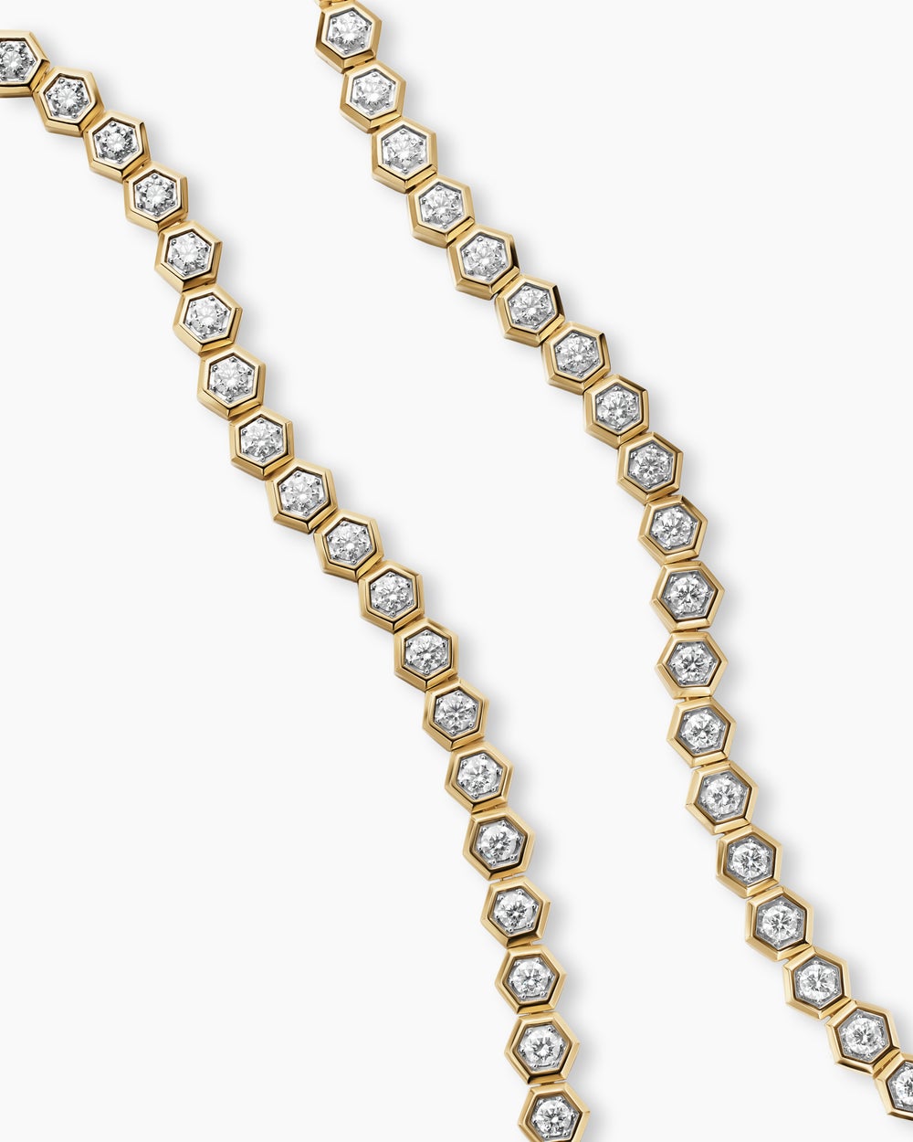 Mens Hex Tennis Link Necklace in 18K Yellow Gold, 8mm