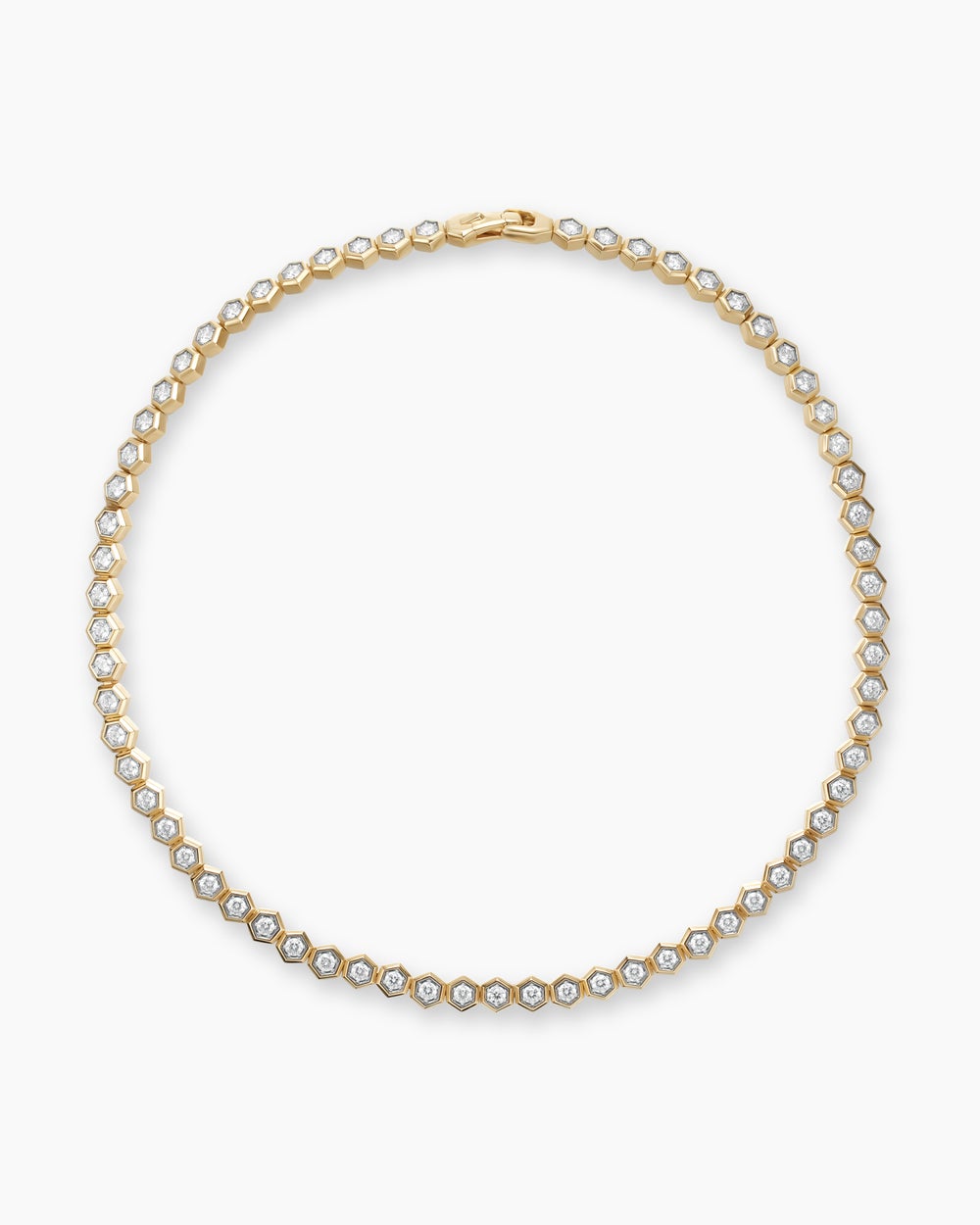 Mens Hex Tennis Link Necklace in 18K Yellow Gold, 8mm