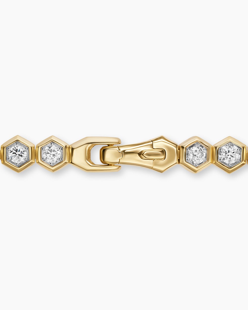 Mens Hex Tennis Link Necklace in 18K Yellow Gold, 8mm
