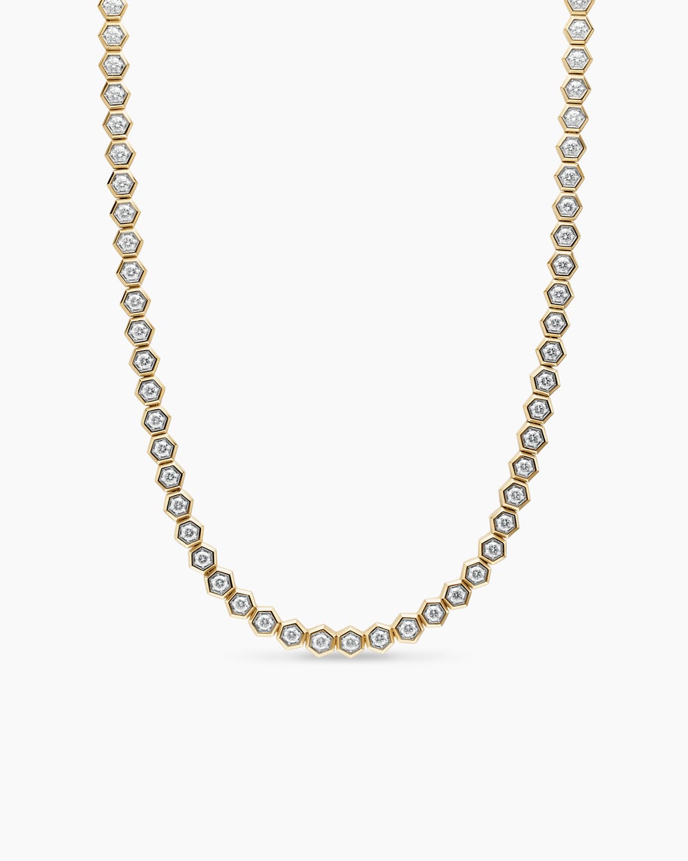 Mens Hex Tennis Link Necklace in 18K Yellow Gold, 8mm