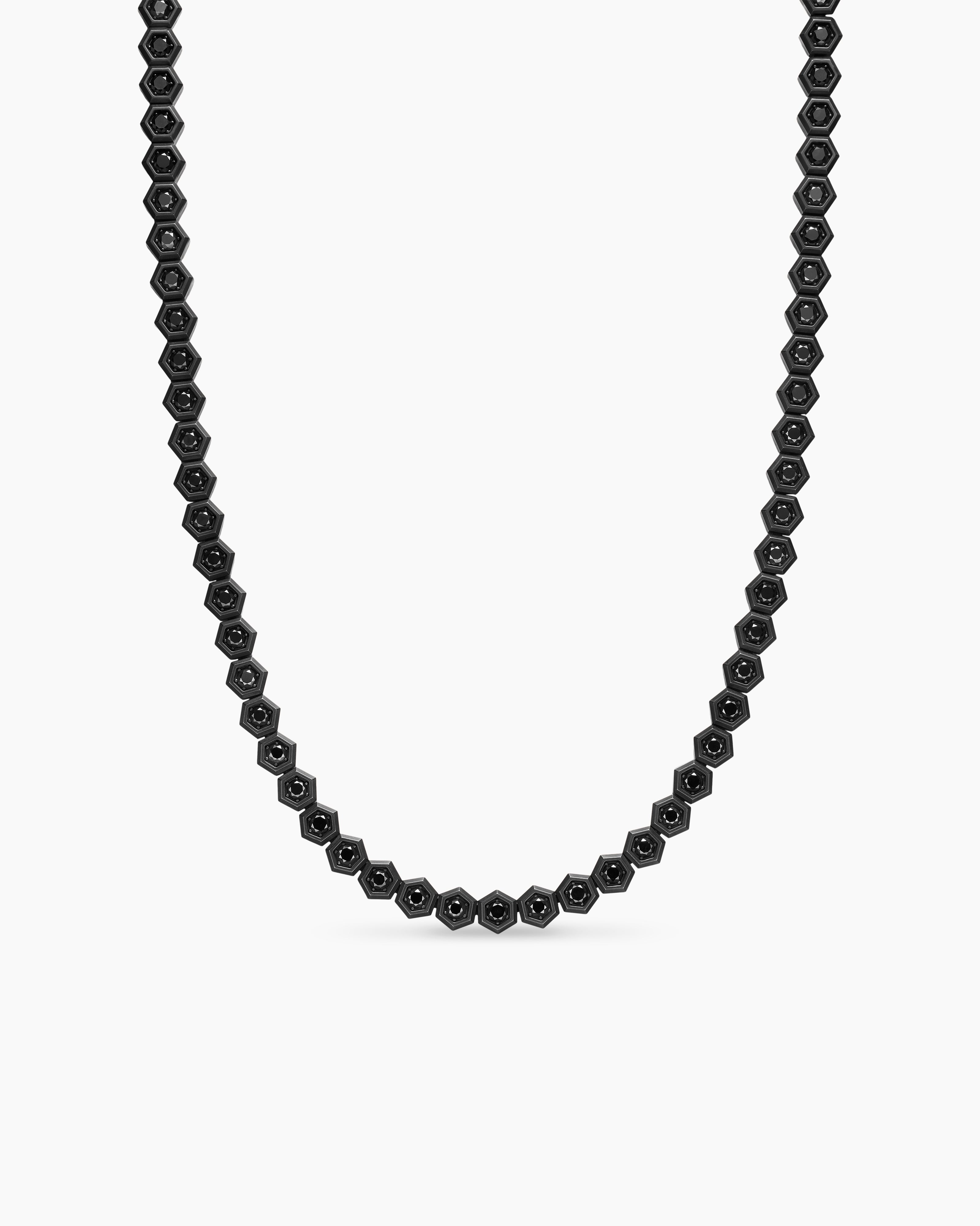 Mens Hex Tennis Link Necklace in Black Titanium, 8mm | David Yurman