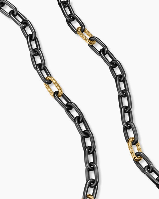 DY Madison® Chain Necklace in Black Titanium with 18K Yellow Gold, 8.5mm