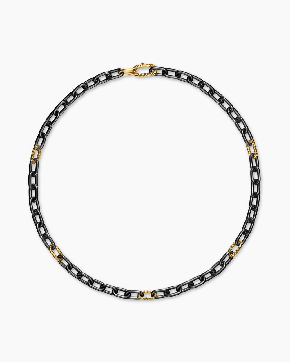 Mens DY Madison Chain Necklace in Black Titanium with 18K Yellow Gold, 8.5mm