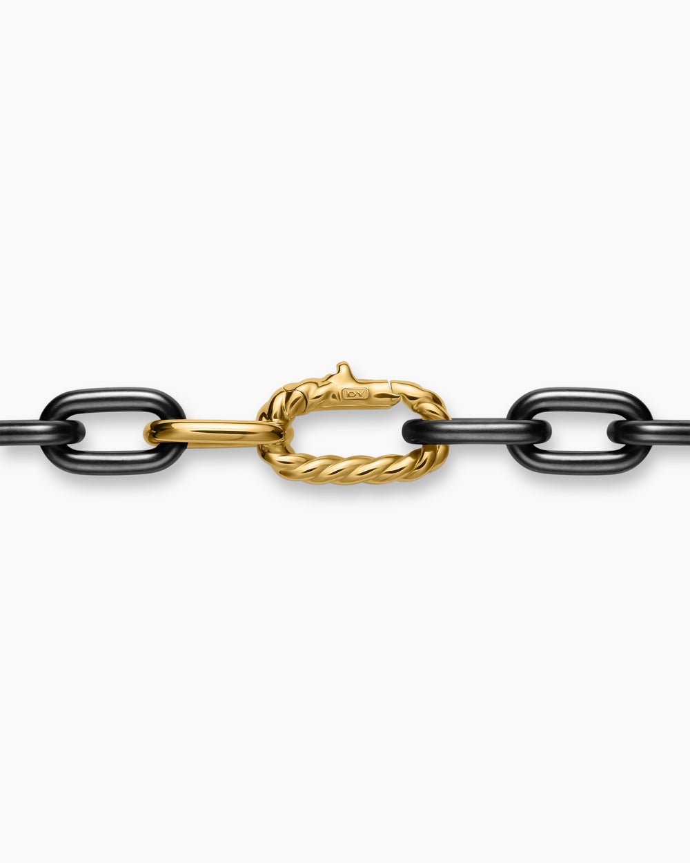 Mens DY Madison Chain Necklace in Black Titanium with 18K Yellow Gold, 8.5mm
