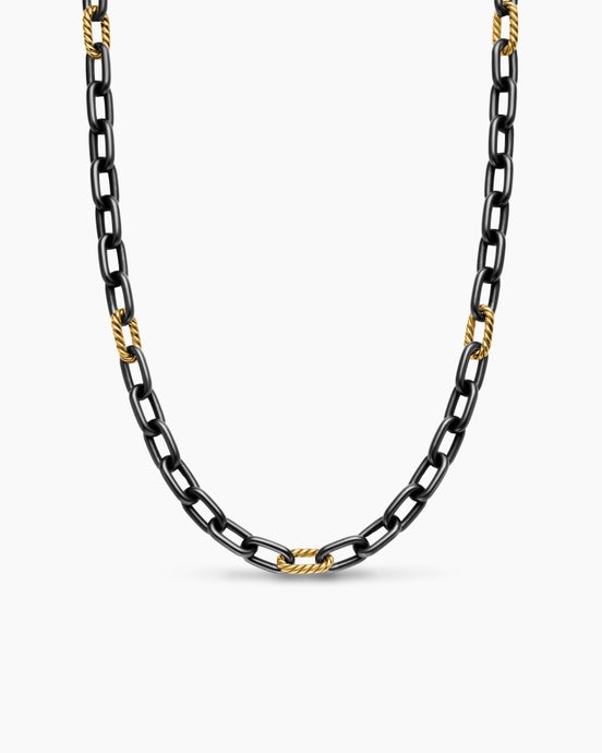 DY Madison® Chain Necklace in Black Titanium with 18K Yellow Gold, 8.5mm