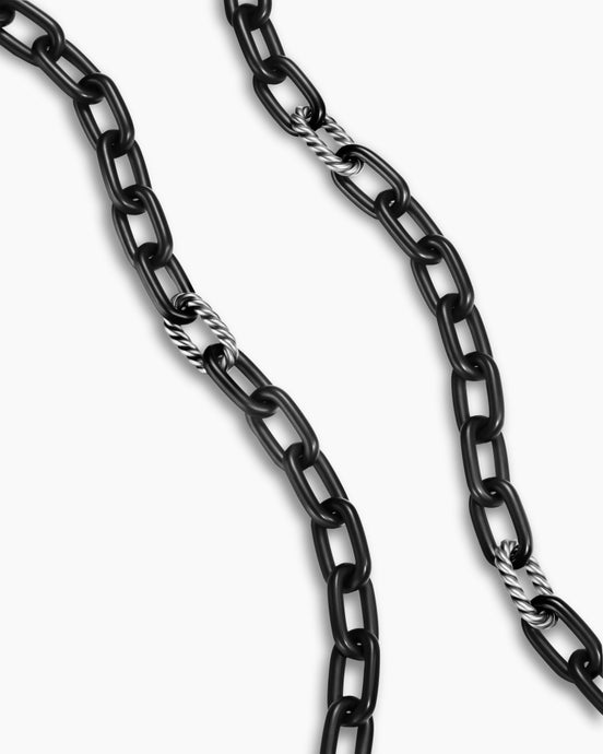 DY Madison® Chain Necklace in Black Titanium with Sterling Silver, 8.5mm