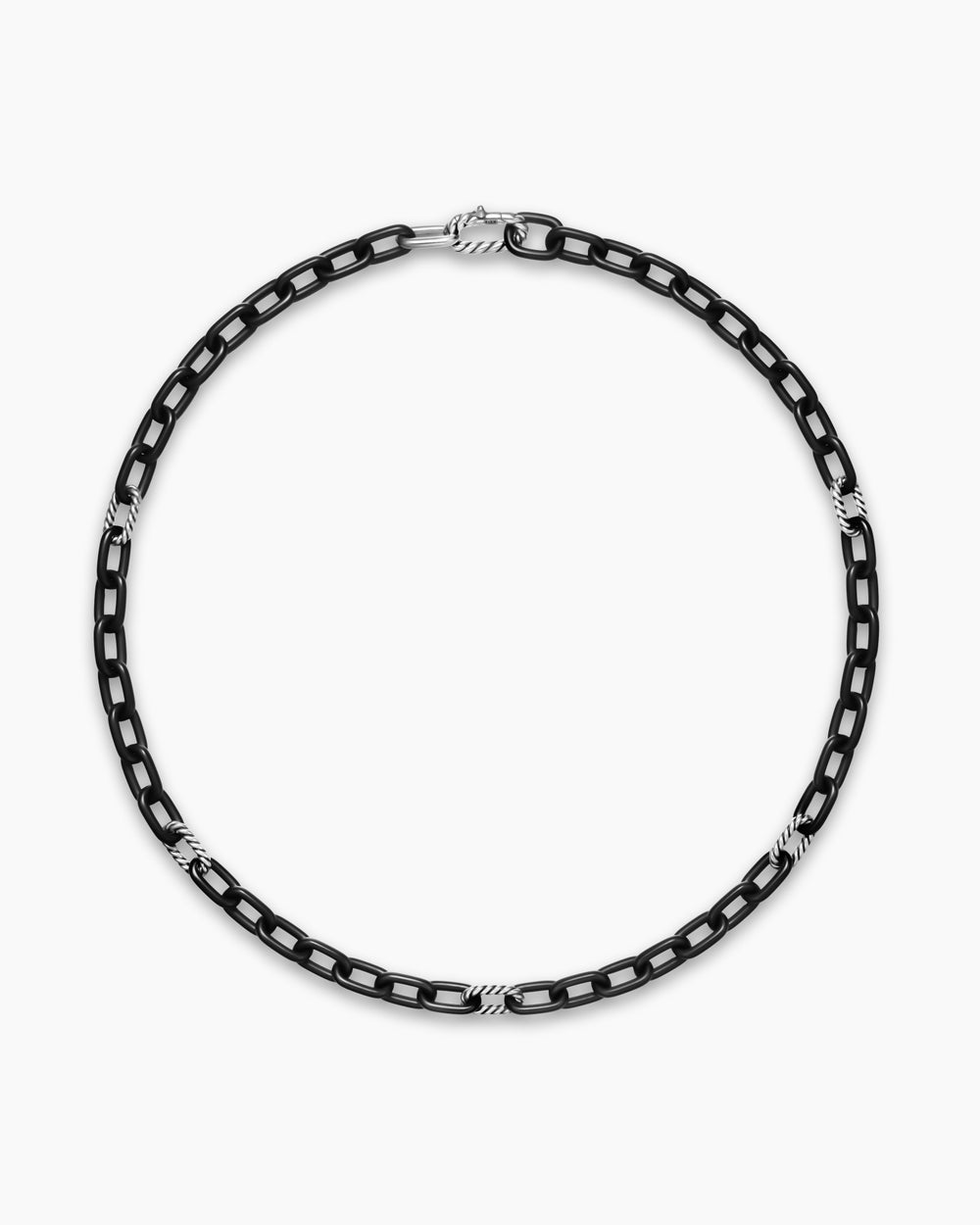 Collier chaîne DY Madison en titane noir avec argent sterling, 8,5 mm hommes