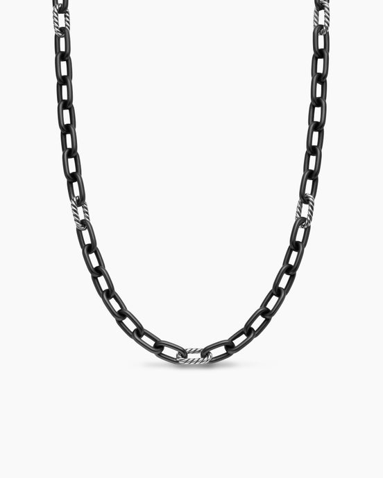 DY Madison® Chain Necklace in Black Titanium with Sterling Silver, 8.5mm