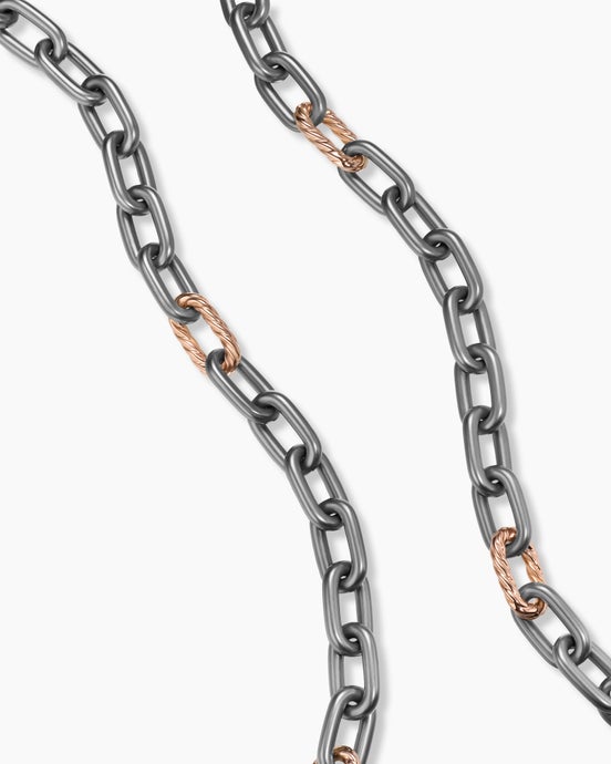 DY Madison® Chain Necklace in Grey Titanium with 18K Rose Gold, 8.5mm