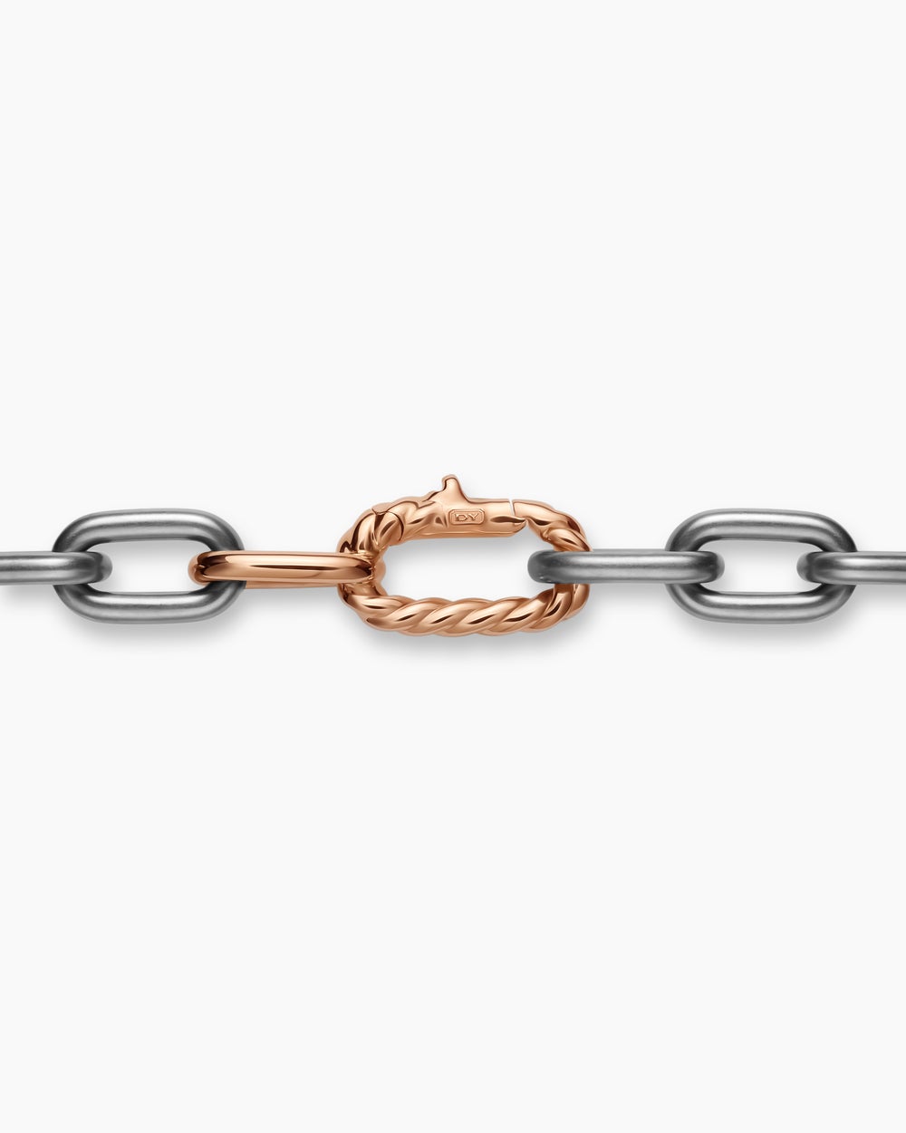 Mens DY Madison Chain Necklace in Grey Titanium with 18K Rose Gold, 8.5mm