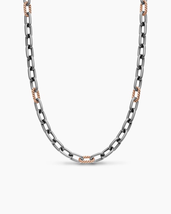 DY Madison® Chain Necklace in Grey Titanium with 18K Rose Gold, 8.5mm