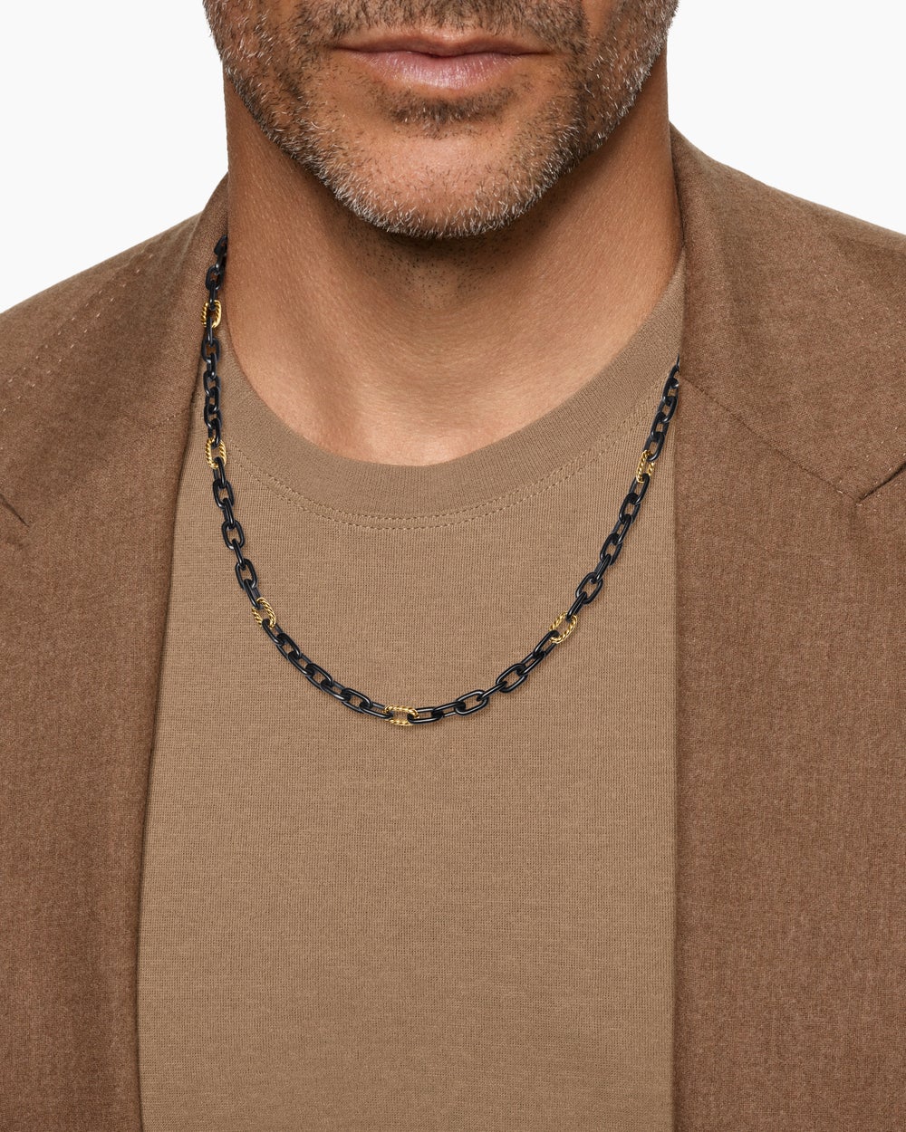 Collier chaîne DY Madison® en titane noir avec or jaune 18 carats, 6 mm hommes