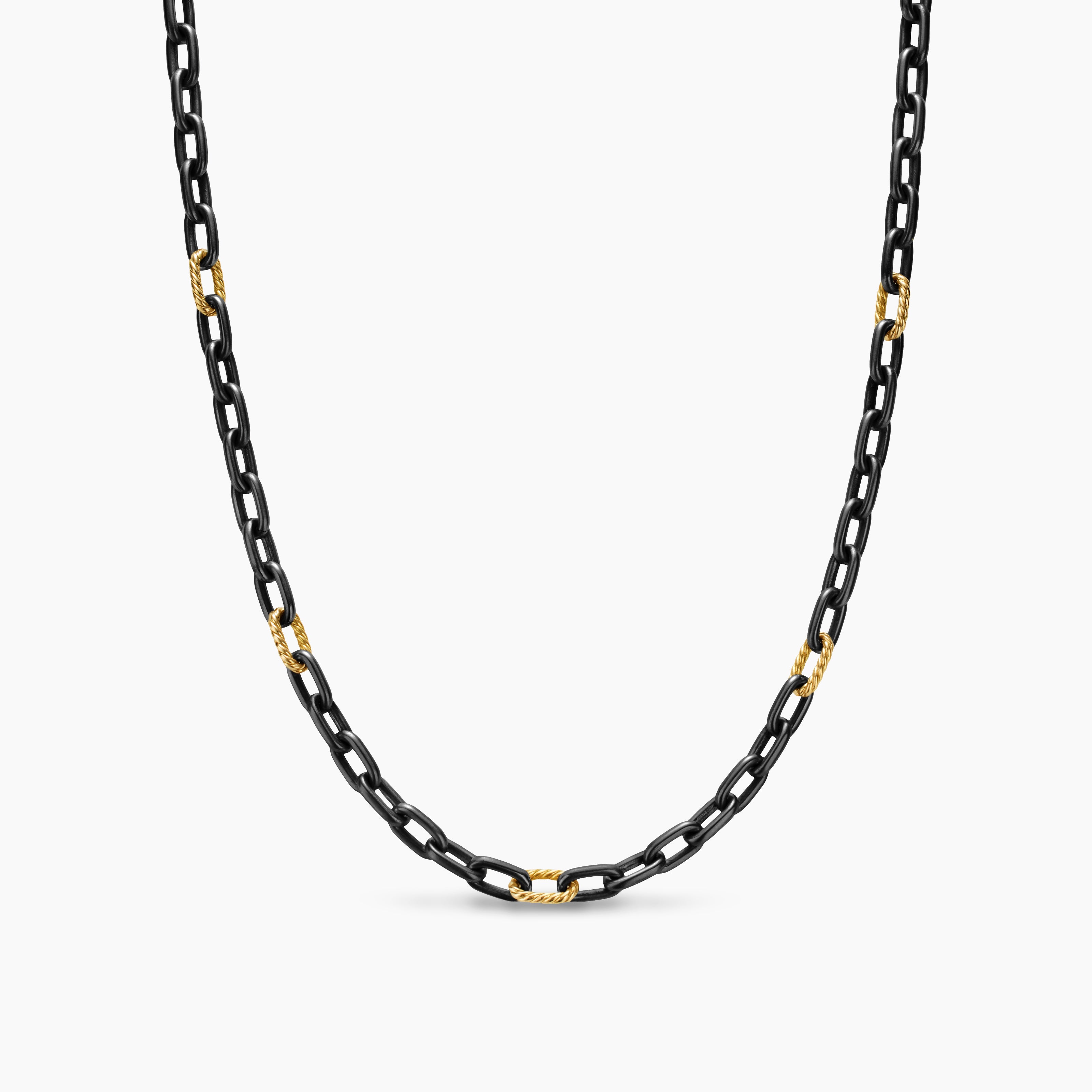 Collier cha&icirc;ne DY Madison&reg; en titane noir avec or jaune 18 carats, 6 mm hommes 