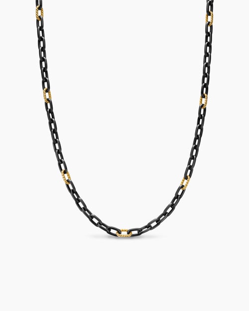 Collier chaîne DY Madison en titane noir avec or jaune 18 carats, 6 mm