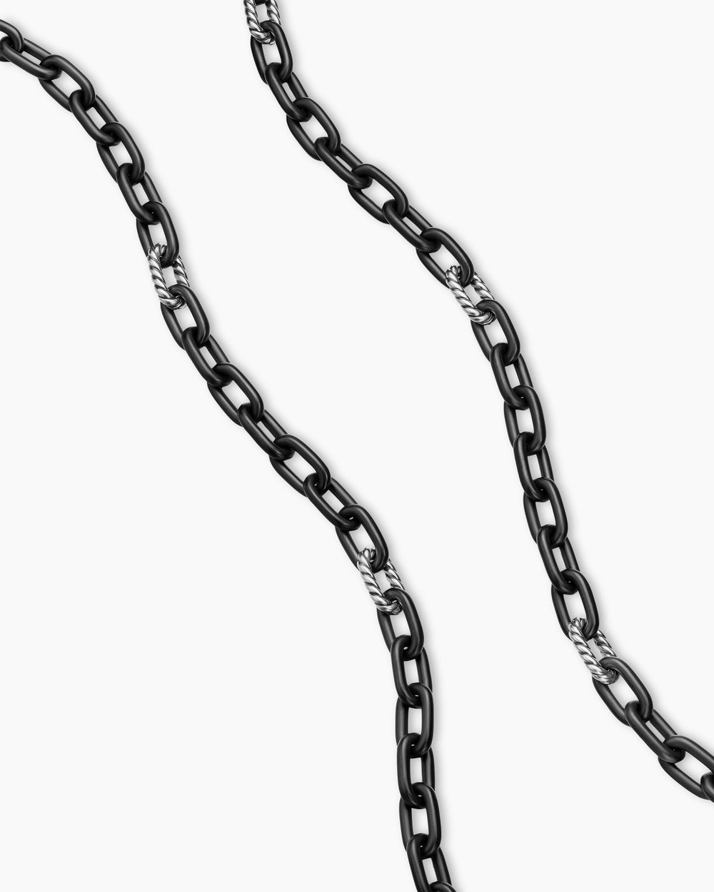 Collier chaîne DY Madison en titane noir avec argent sterling, 6 mm hommes