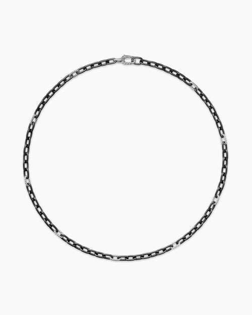 Collier chaîne DY Madison en titane noir avec argent massif, 6 mm