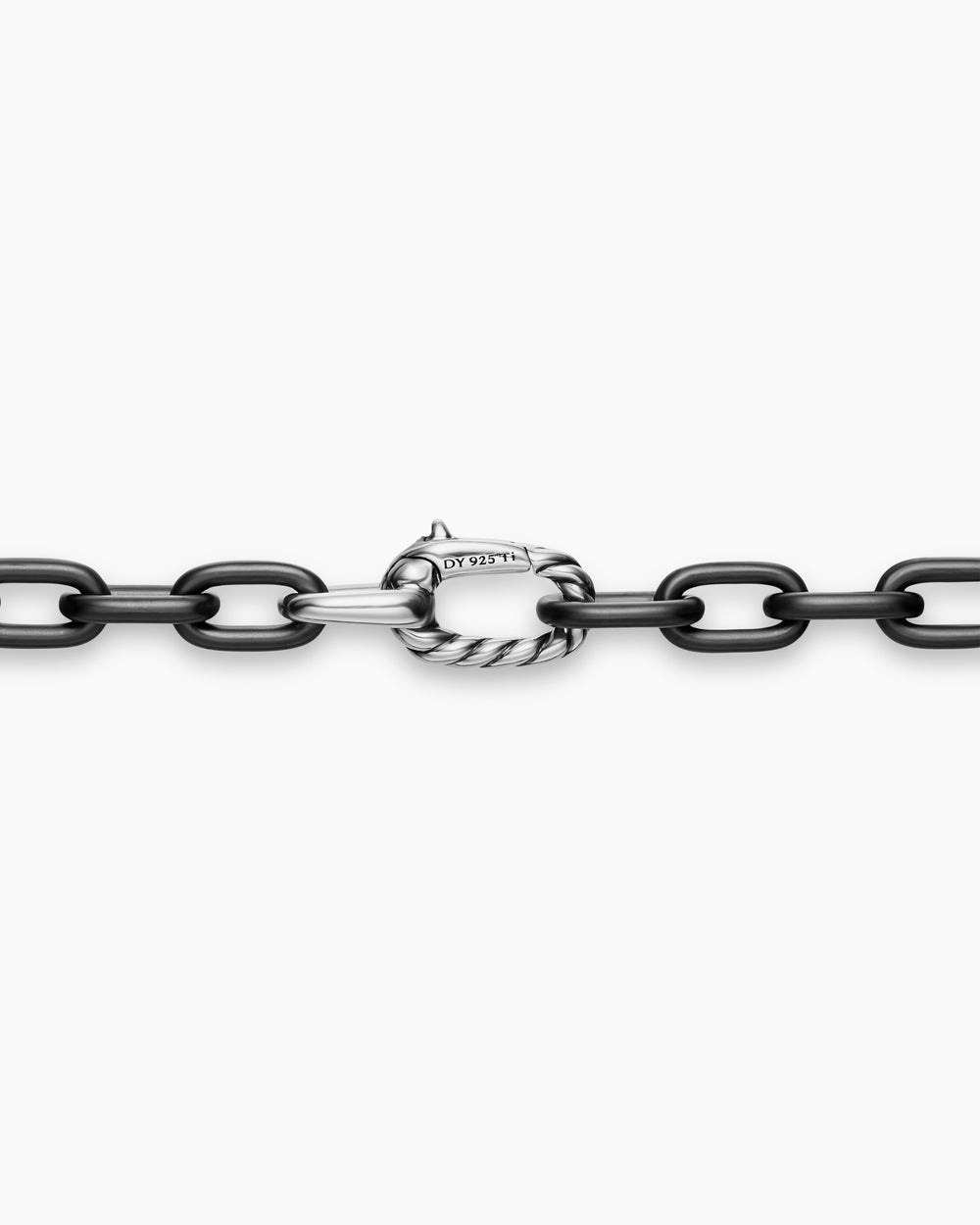 Collier chaîne DY Madison en titane noir avec argent sterling, 6 mm hommes