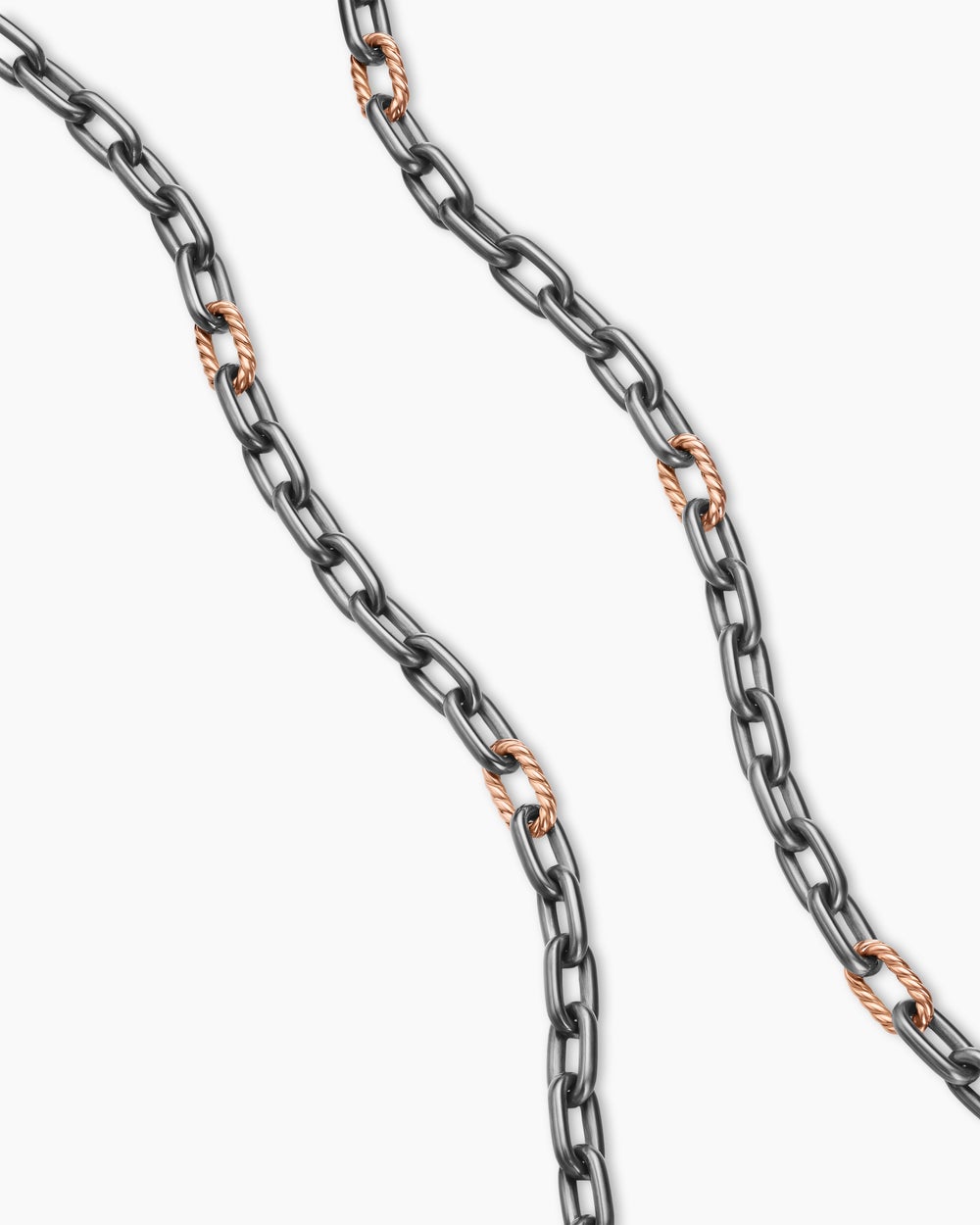 Mens DY Madison Chain Necklace in Grey Titanium with 18K Rose Gold, 6mm