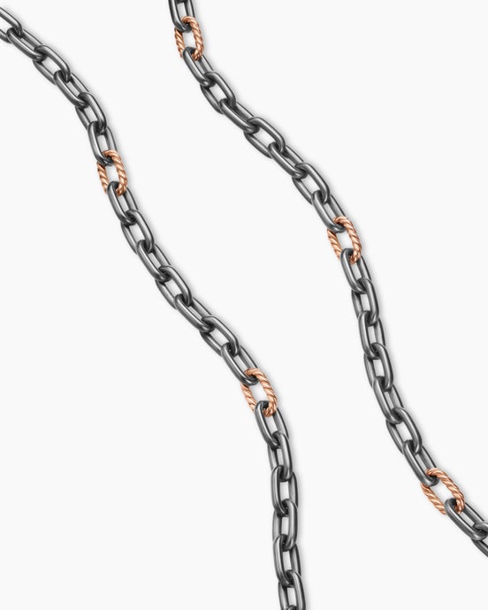 DY Madison® Chain Necklace in Grey Titanium with 18K Rose Gold, 6mm