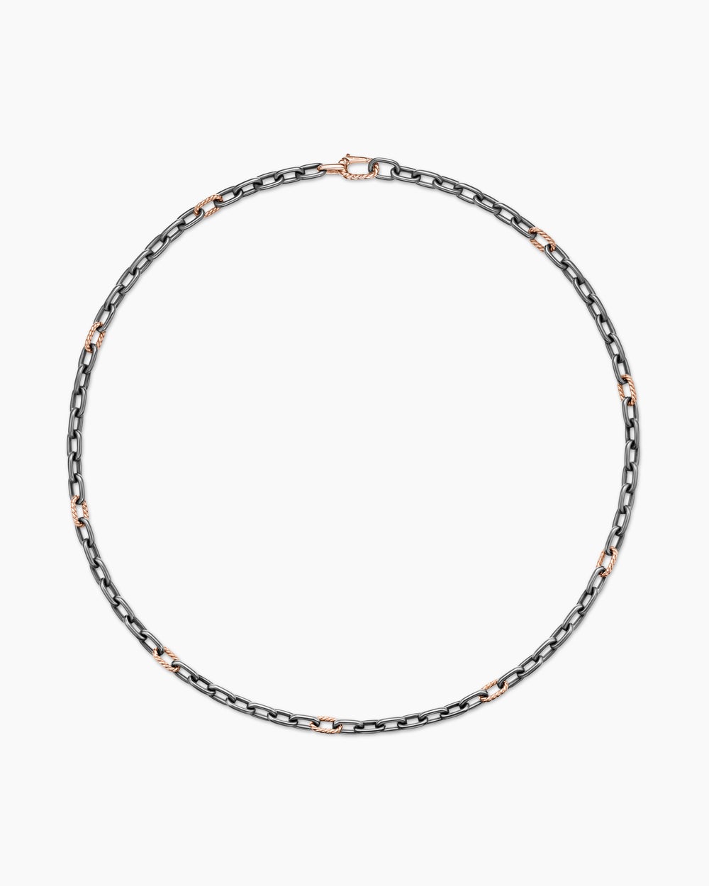 Mens DY Madison Chain Necklace in Grey Titanium with 18K Rose Gold, 6mm