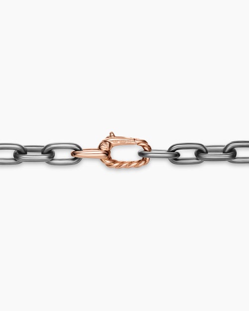 Collier chaîne DY Madison en titane gris avec or rose 18 carats, 6 mm