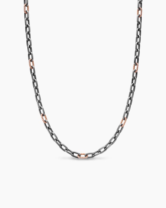 DY Madison® Chain Necklace in Grey Titanium with 18K Rose Gold, 6mm