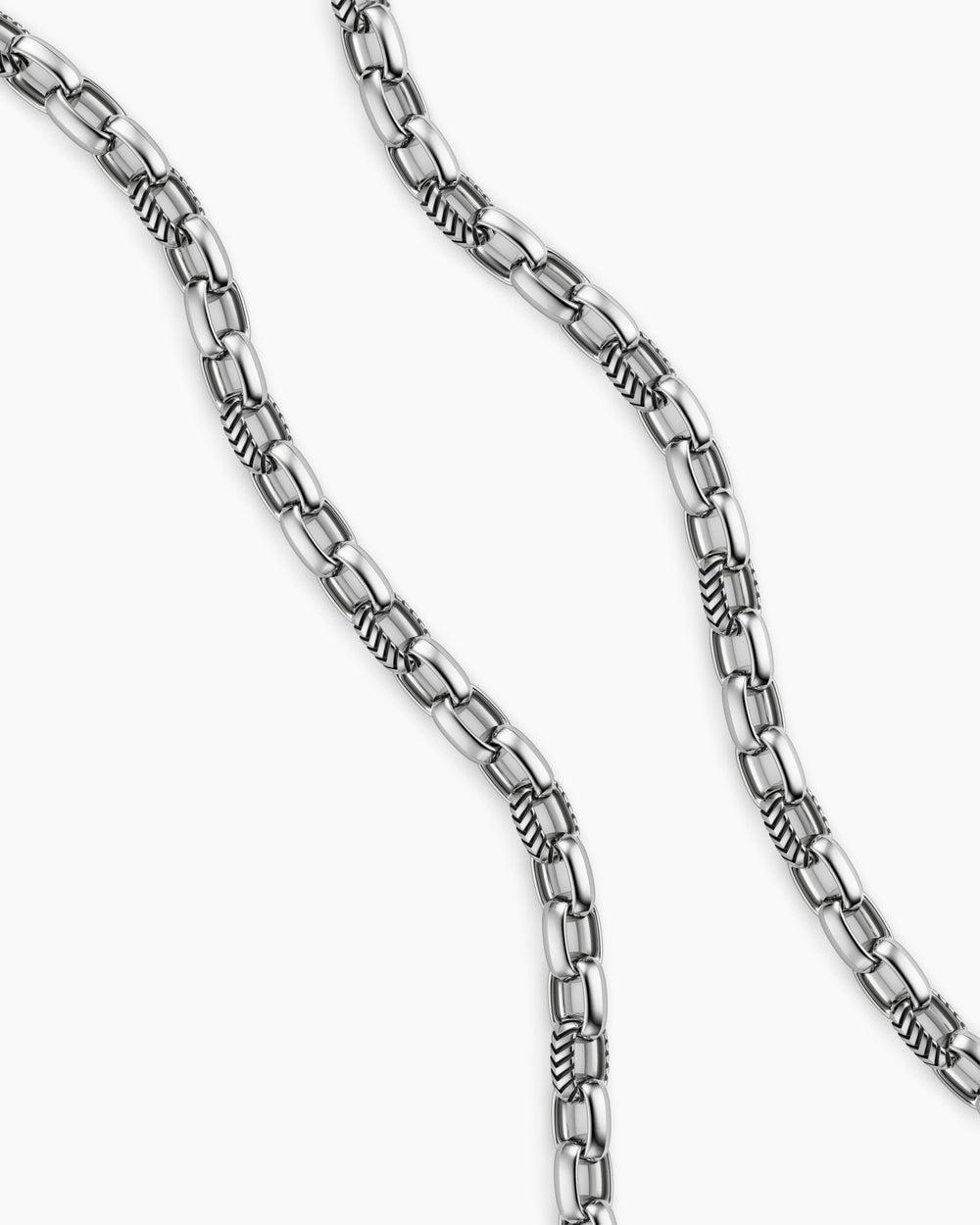 Mens Chevron Oval Link Necklace in Sterling Silver, 7mm