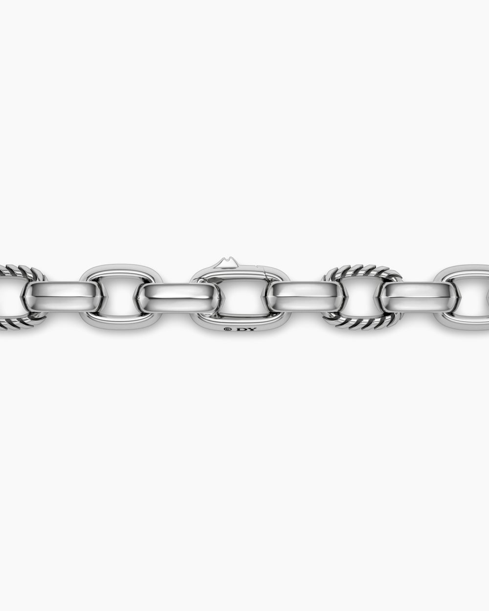 Mens Chevron Oval Link Necklace in Sterling Silver, 7mm