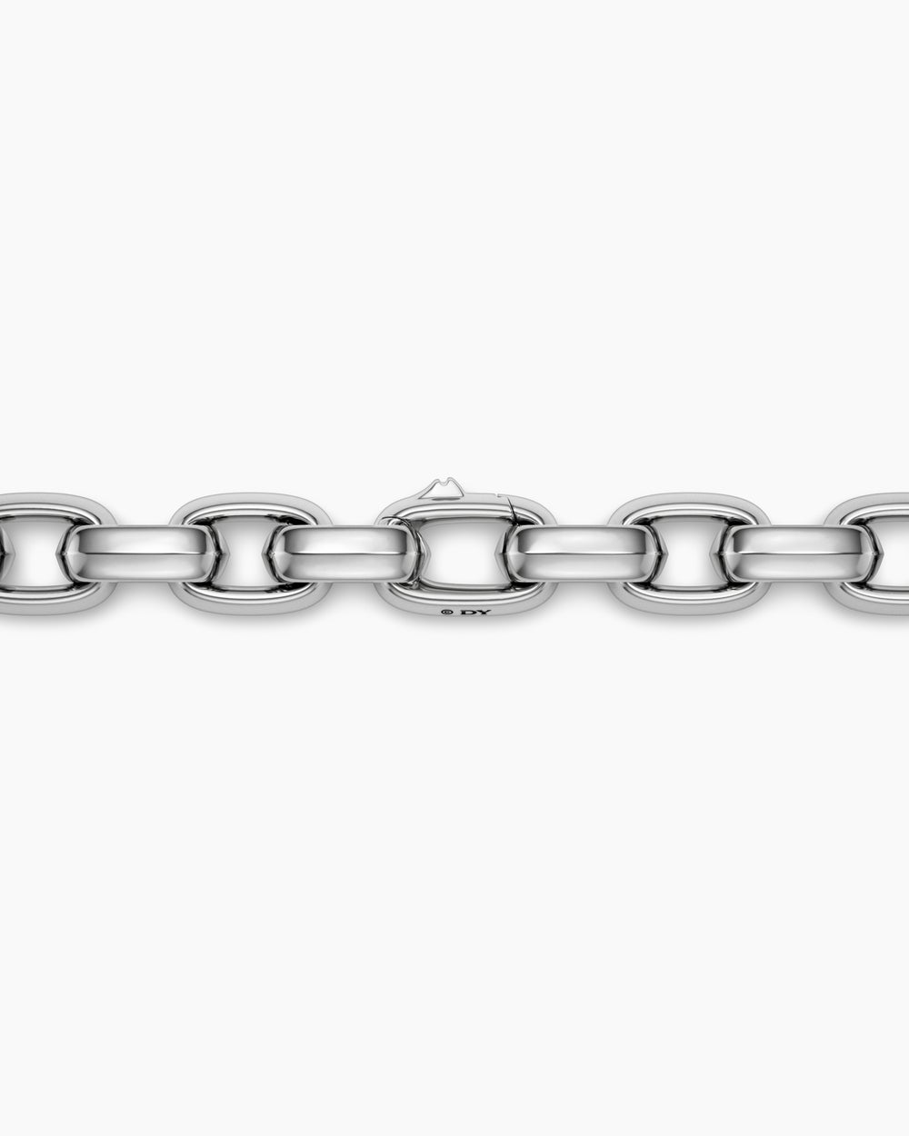Mens Chevron Oval Link Necklace in Sterling Silver, 10mm
