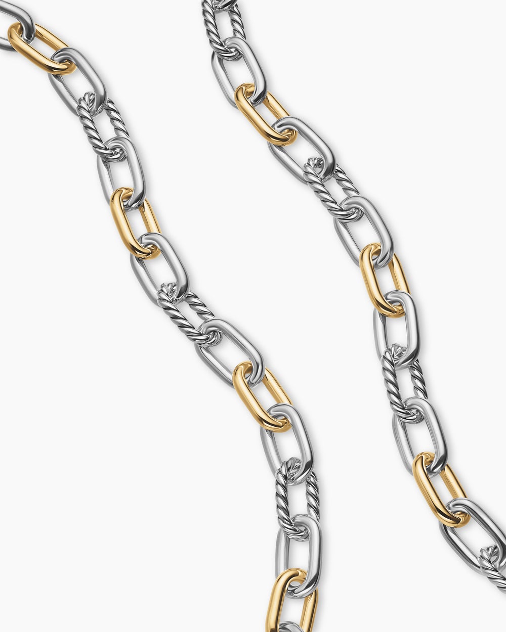 Mens DY Madison® Chain Necklace in Sterling Silver with 18ct Yellow Gold, 8.5mm