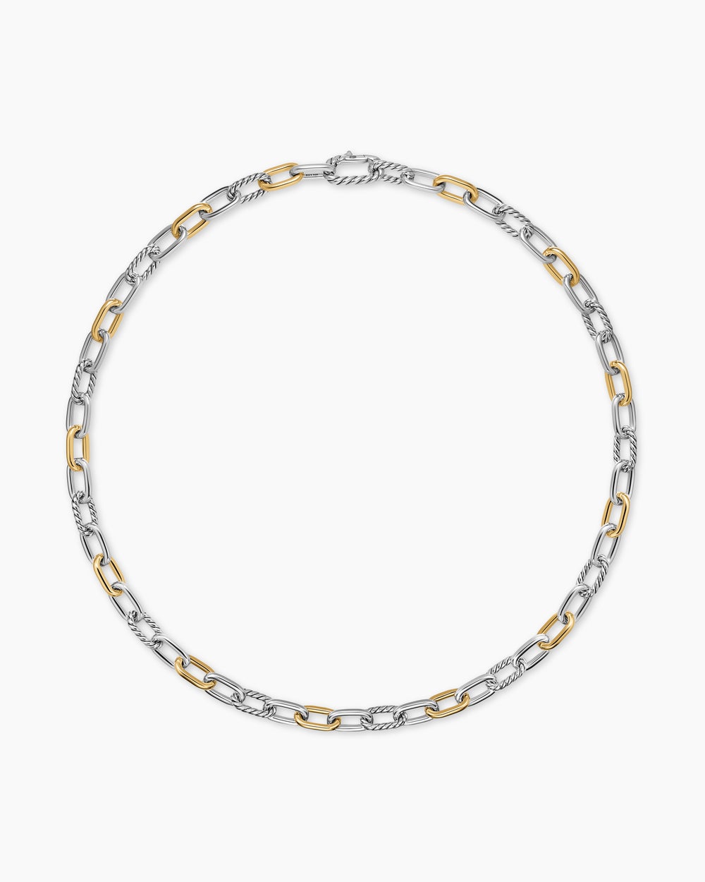 Mens DY Madison® Chain Necklace in Sterling Silver with 18ct Yellow Gold, 8.5mm