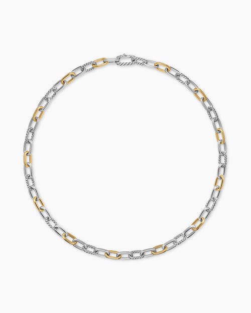 Mens DY Madison® Chain Necklace in Sterling Silver with 18K Yellow Gold, 8.5mm