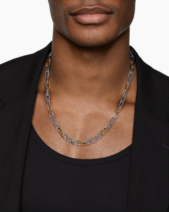 DY Madison® Chain Necklace in Sterling Silver with 18K Yellow Gold, 8.5mm