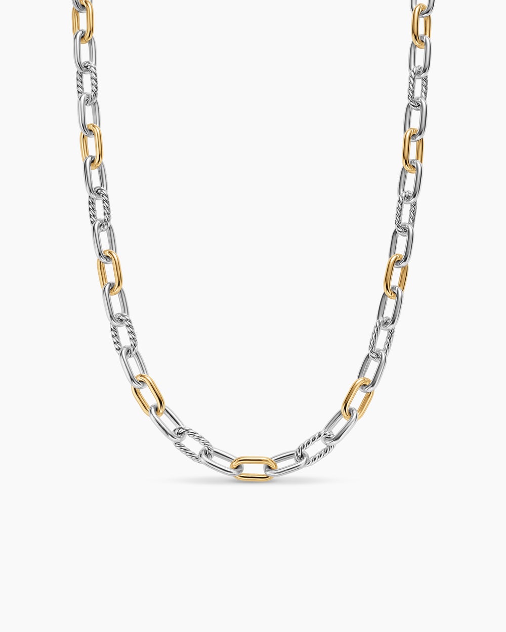 Mens DY Madison® Chain Necklace in Sterling Silver with 18ct Yellow Gold, 8.5mm