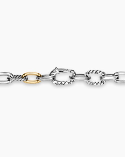 Mens DY Madison Chain Necklace in Sterling Silver with 18K Yellow Gold, 6mm