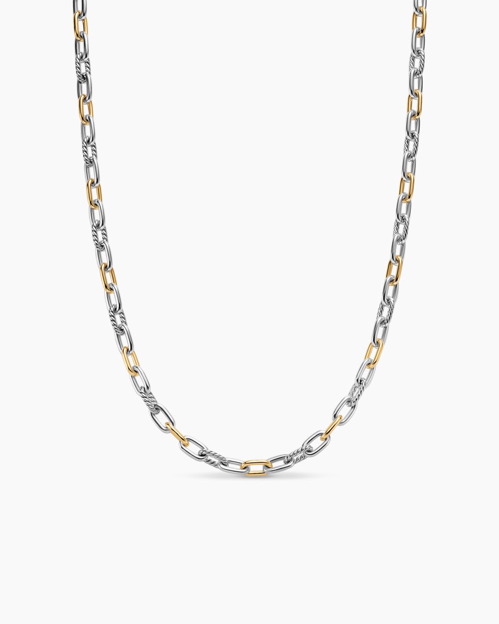 Collier chaîne DY Madison® en argent massif avec or jaune 18 carats, 6 mm homme