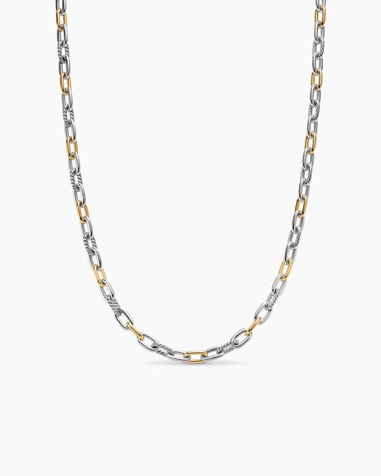DY Madison® Chain Necklace in Sterling Silver with 18K Yellow Gold, 6mm