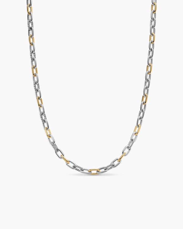 DY Madison® Chain Necklace in Sterling Silver with 18K Yellow Gold, 6mm