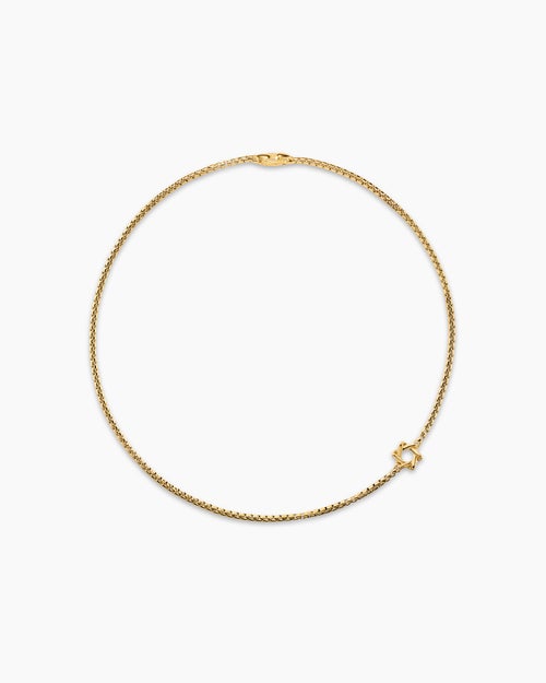 Mens Star of David Station Necklace in 18K Yellow Gold, 3.4mm