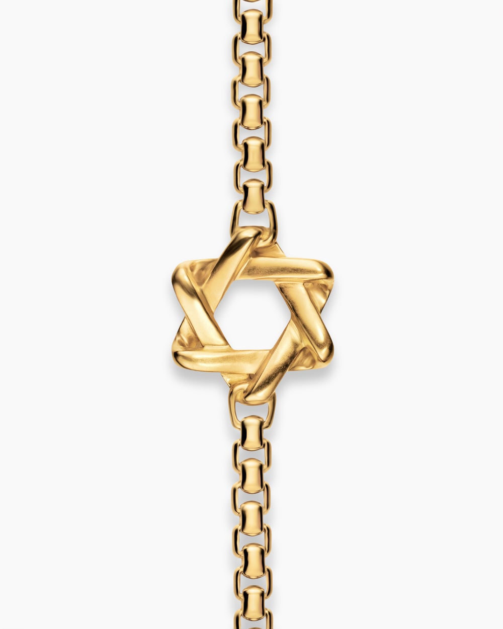 Mens Star of David Station Necklace in 18K Yellow Gold, 3.4mm