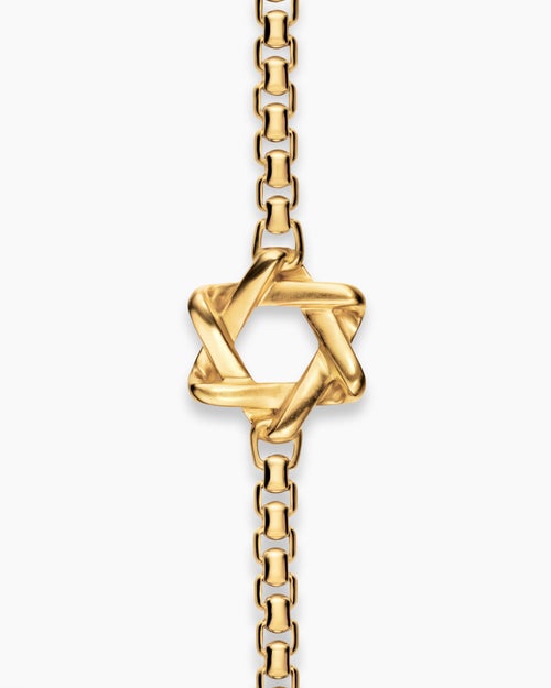 Mens Star of David Station Necklace in 18K Yellow Gold, 3.4mm