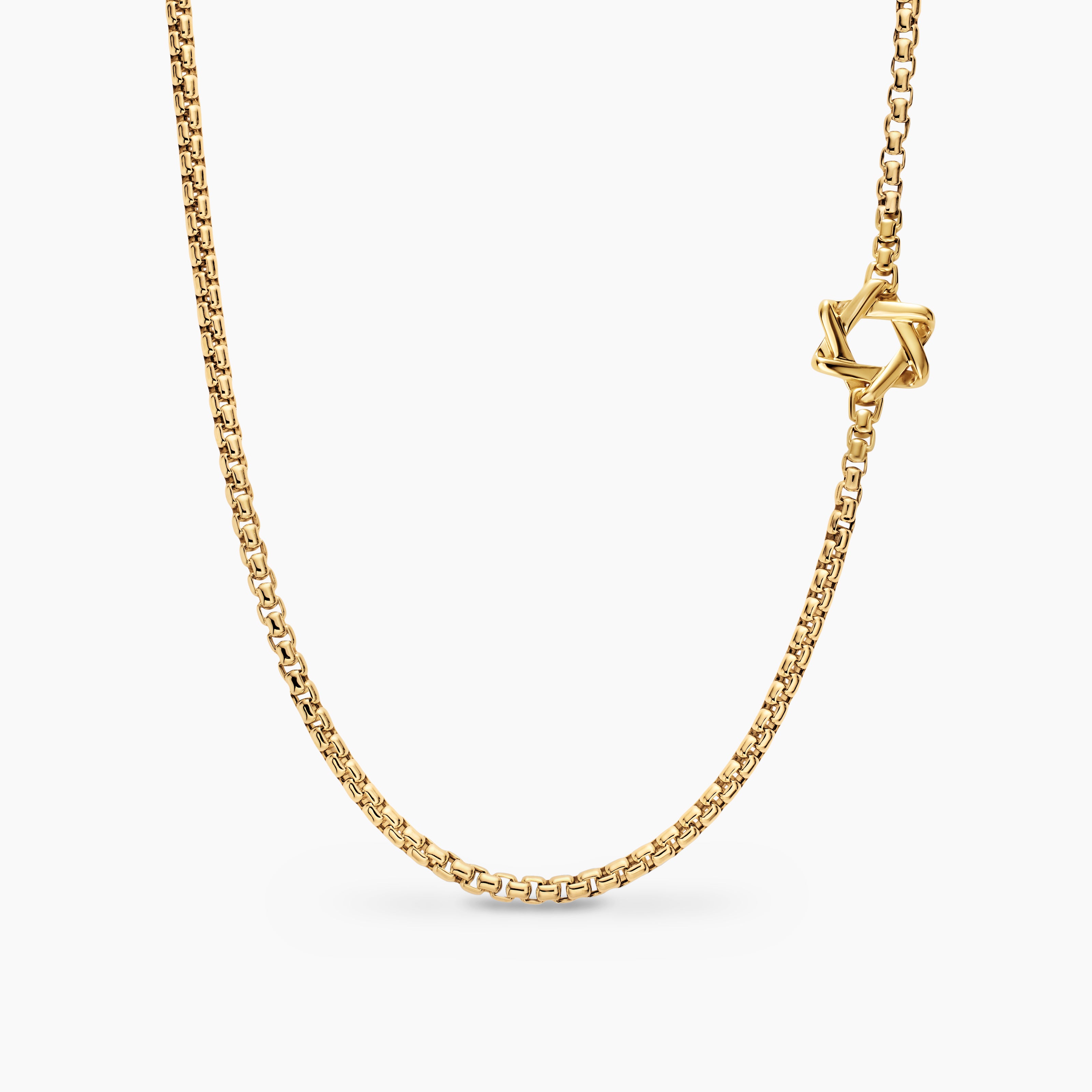 Collier &agrave; motif intercal&eacute; &Eacute;toile de David en or jaune 18 carats, 3,4 mm hommes 