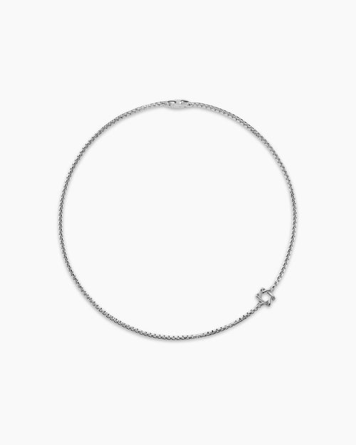 Mens Star of David Station Necklace in Sterling Silver, 3.6mm