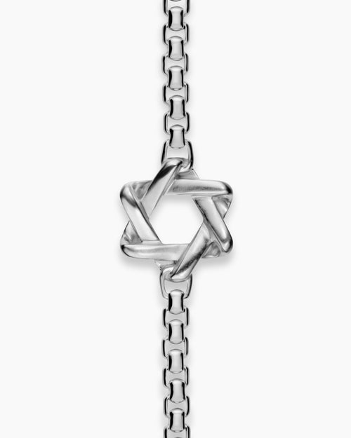 Mens Star of David Station Necklace in Sterling Silver, 3.6mm
