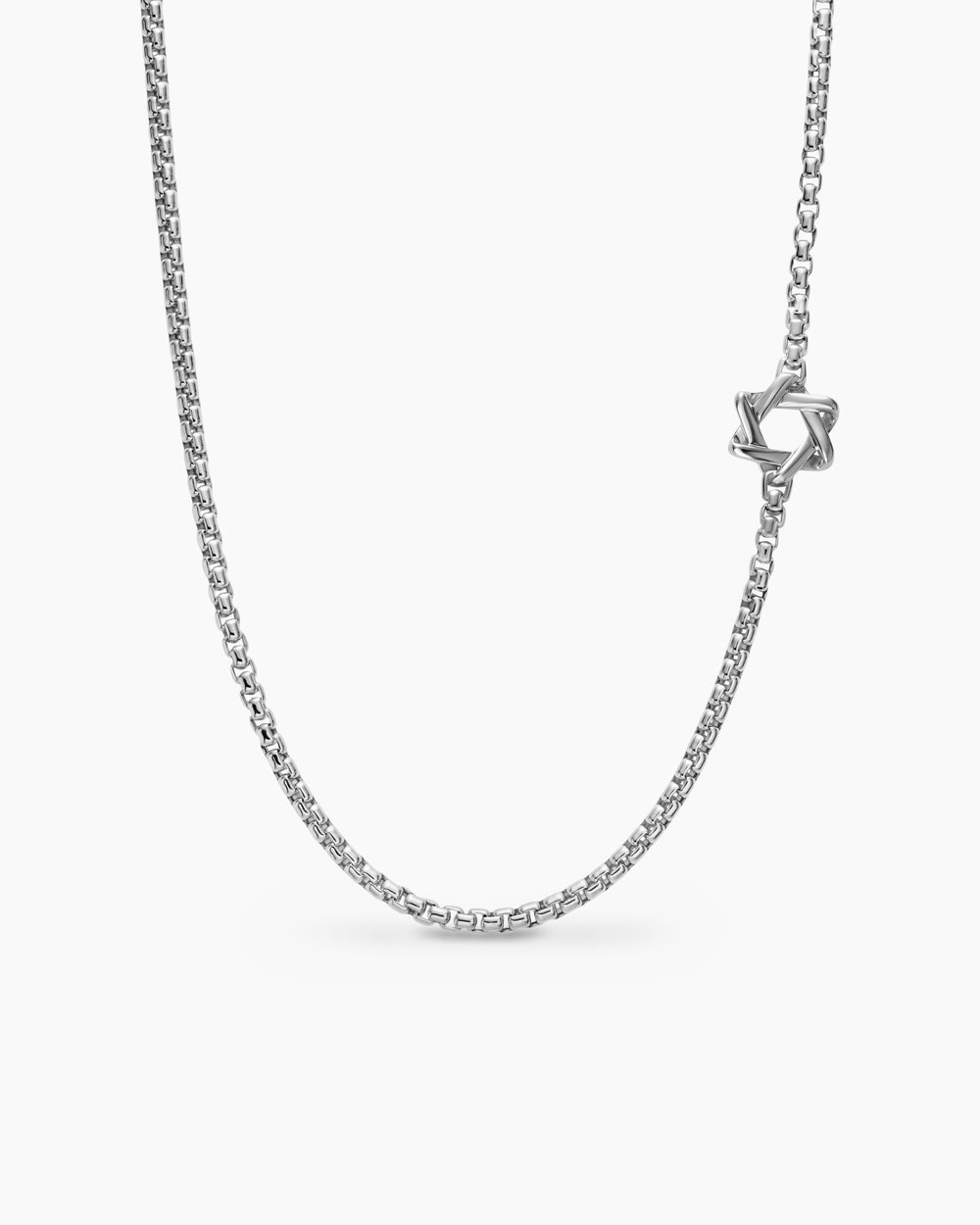 Mens Star of David Station Necklace in Sterling Silver, 3.6mm